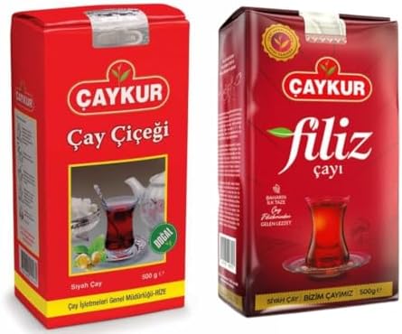 ÇAYKUR Black Tea Duo, Filiz & Caycicegi, Youngest Tea buds & Smooth Loose Leaf Blend, Perfect for Daily Enjoyment for Breakfast 500g / 17.6 Oz each