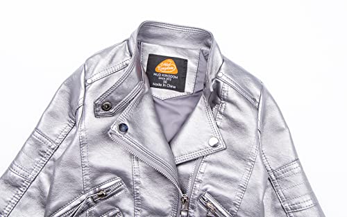 Mud Kingdom Little Boys Girls Motorcycle Jacket Collared Faux Leather4