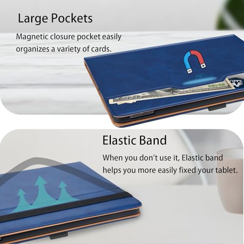 Étui pour Lenovo Idea Tab Plus 2025 en cuir PU bleu multi-angles - 3