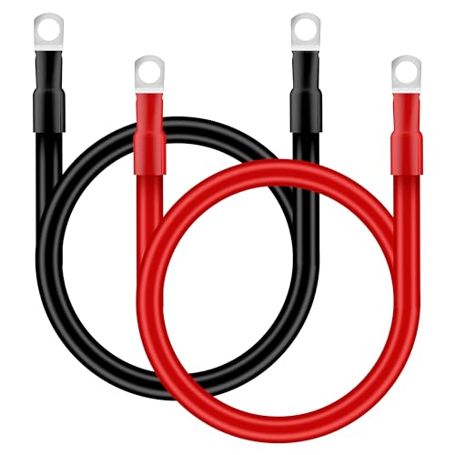 QIMEI-SHOP Batterijkabel, 25 mm², 50 cm, auto-accukabel, 12 V, 3 AWG, koperen kabel met M10 ringklemmen voor vrachtwagen, motorfiets, zonne-energie, marineblauw, rood, zwart, 2 stuks