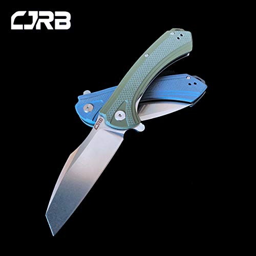 Cjrb Barranca Flipper Pocket Knife With Clip, Liner Lock, 3.72 Inch Wharncliffe Blade, Gray G10 Handle #TOP6