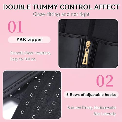 Image of Waist Trainer for Women,Corset with Zipper and Hook Tummy Control Girdle Workout Body Shaper With Adjustable