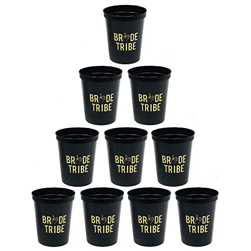Bridal Bachelorette Party Cups- 10-Pack Bride Tribe Gold Finger