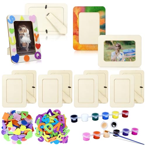 VOKOY 12 Set DIY Wood Picture Frames for Crafts, Wooden Picture Frames 4