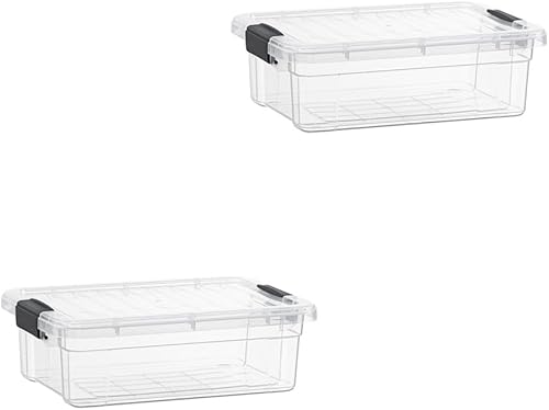 Superio Cajas de almacenamiento transparentes con tapas, contenedores de plástico de 2.3 cuartos de galón para organizar, cajas apilables, sin BPA,