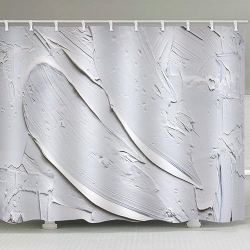 Rideau de douche lavable et imperméable en textile blanc à motifs