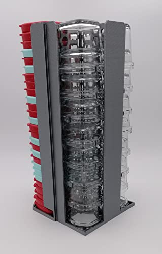 Tour Fusion 24 AGRYOS (Argent), Rangement 24 Pots et 26 Couvercles Yaourtière Multidélices SEB Pour Ranger Pots et Couvercles sur un Même Support. En Cadeau une Pince Ouvre Pot Offerte