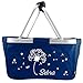 Mein Zwergenland faltbarer Einkaufskorb mit Name personalisierbar und Pusteblume bedruckt, Faltkorb in Marine Navy Blau, Korb klappbar mit 28l