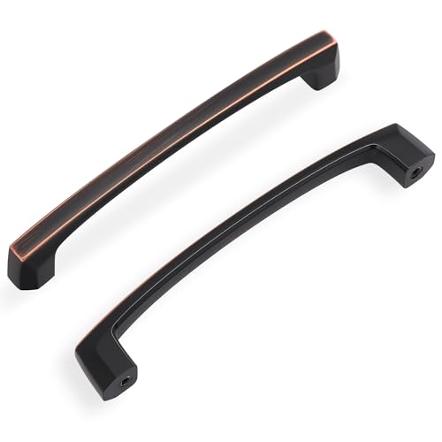 Lardmon 10 Pack 5 Inch(128mm) Hole Center Oil Rubbed Bronze Modern Cabinet Pulls Solid Kitchen Cabinet Handles Hardware Bathroom Vanity Pulls Timeless Drawer Pulls Handles for Dresser