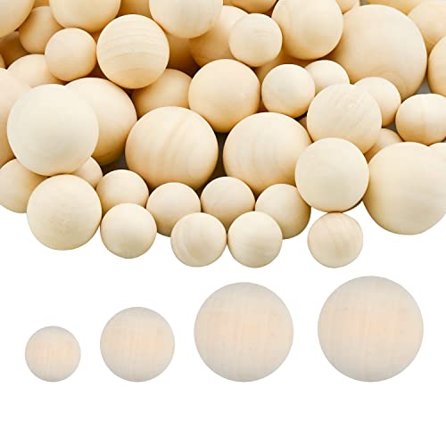 65 St&uuml;ck Holzkugel, Holz Bastelkugeln Ohne Bohrung 15mm 20mm 25mm 30mm f&uuml;r DIY Basteln und Bemalen