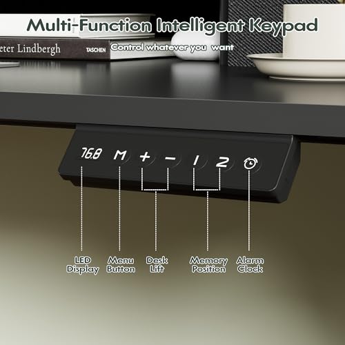 Homall Electric Standing Desk with 2 Drawers, Adjustable Height Computer Desk with Monitor Shelf Sit Stand Table with Splice Board Quick Install for Home Office (Black, 48 Inch) by Homall - Image 5