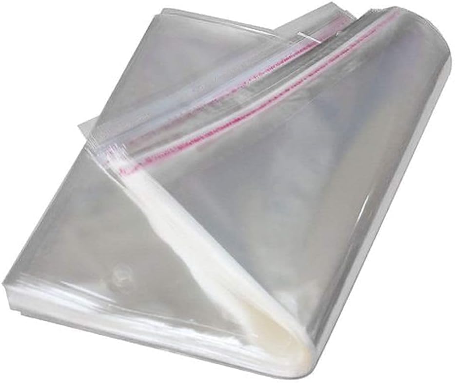 Plastic - 12 X 16 Size (Pack Of 50 Pcs) | Transparent Polybags For Packing Saree Cloth Sealable | Used For Saree Packing, Shirts Packing Etc. Bopp Poly Bags Self Adhesive (50, 12X16 Inch)