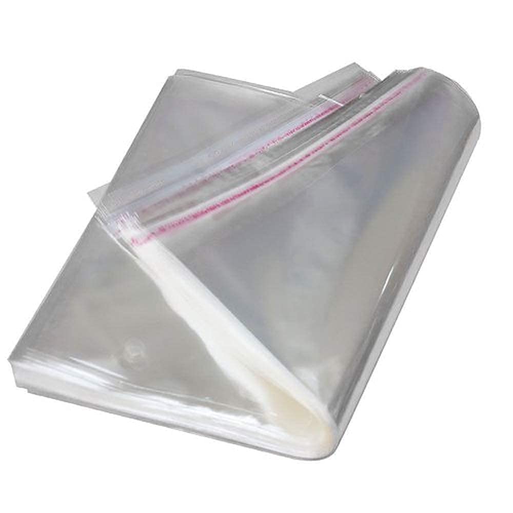 Plastic - 12 X 16 Size (Pack Of 50 Pcs) | Transparent Polybags For Packing Saree Cloth Sealable | Used For Saree Packing, Shirts Packing Etc. Bopp Poly Bags Self Adhesive (50, 12X16 Inch)