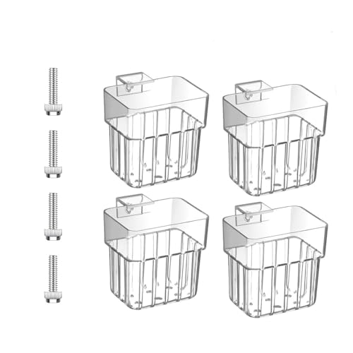 Naisfei Aquarium-Pflanzenhalter, 4 Stück, Transparent, Polypropylen (PP), Hängendes Design mit Wasserzirkulationslöchern und einfacher Installation, Ideal für Süß- und Salzwasserpflanzen und Fische