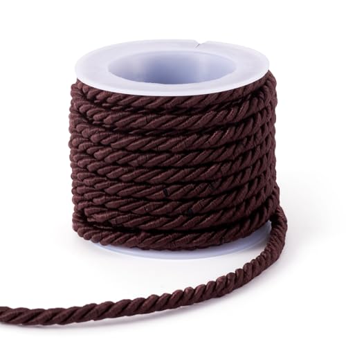 Beadthoven 1 Roll/5.46 Yards 3mm Braided Cord Coconut Brown Shiny