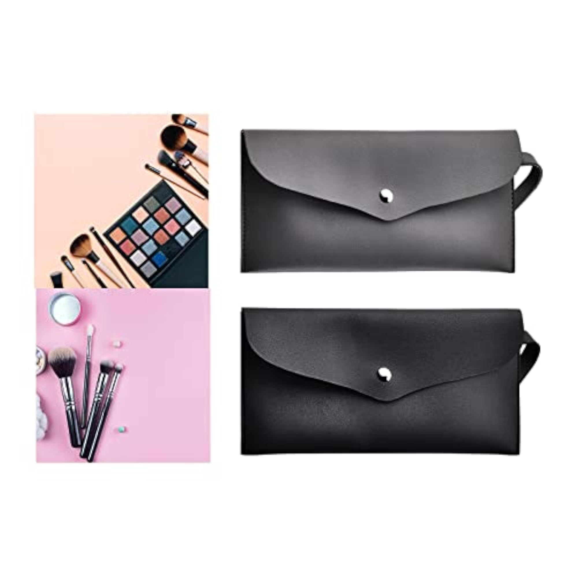 Portable PU Leather Makeup Brush Organizer Bag, Stylish Grey