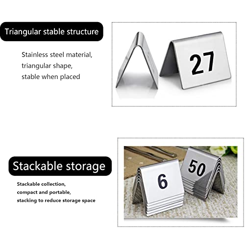 Acier inoxydable numéro de table 1-50 lot de 50 signalisations double face pour buffet - 6