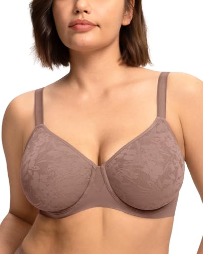 HSIA Minimizer Bra for Women - Full Coverage Seamless Lace Bra Plus Size Underwire Unlined Bra for Heavy Breast