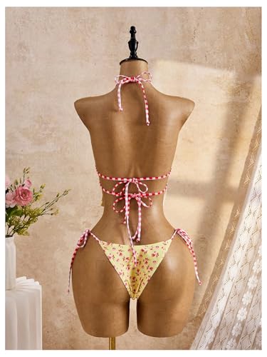Image of RoseSeek Women's 2 Piece Boho Polka Dots Beaded Bikini Sets Sexy Swimsuits