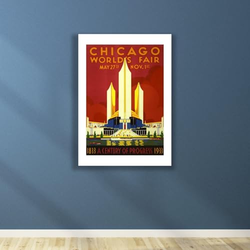 Poster Chicago Worlds Fair 1933 grand format evocation nostalgique du voyage retro - 5