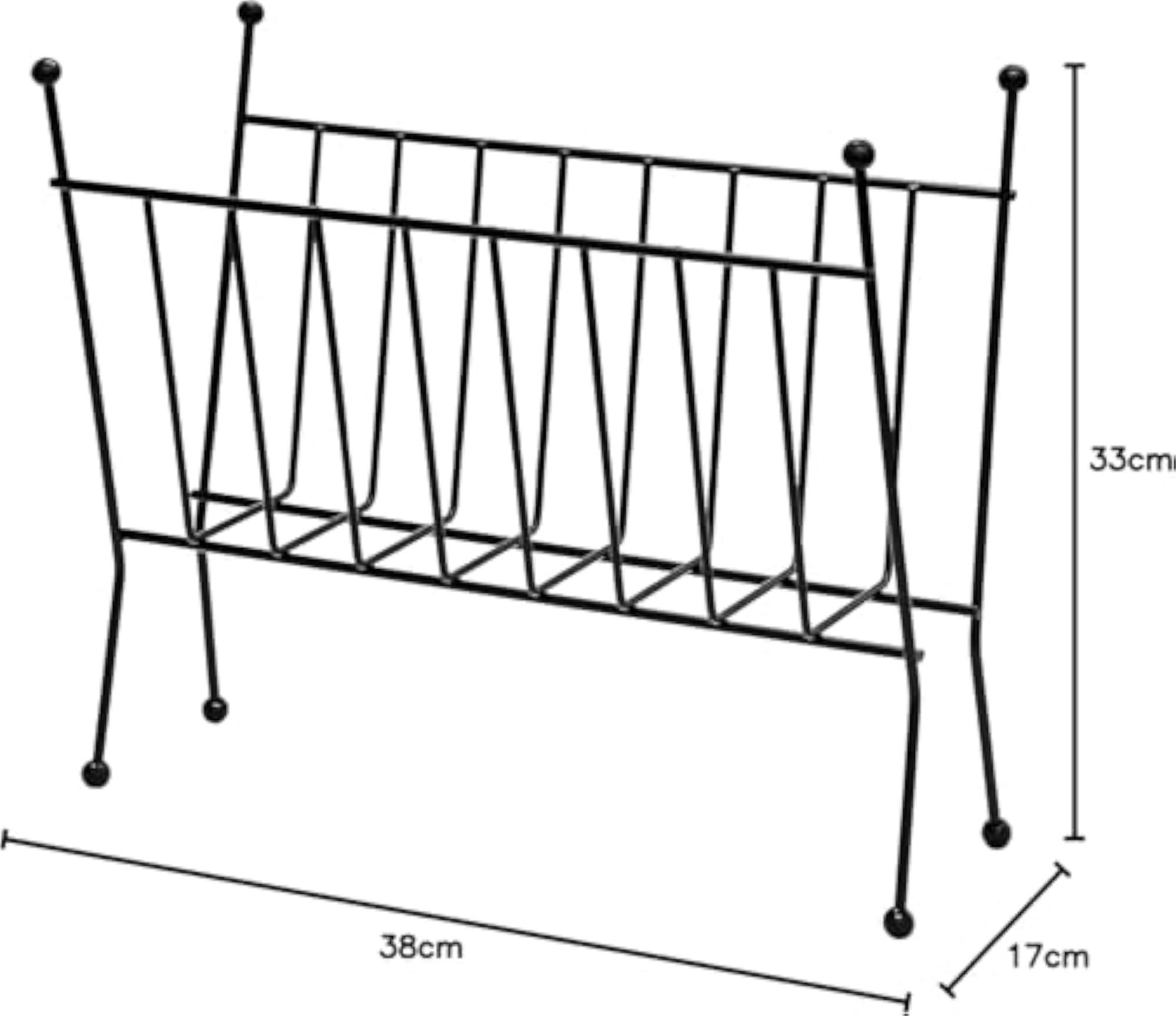 Silver Wire Magazine Rack, Black