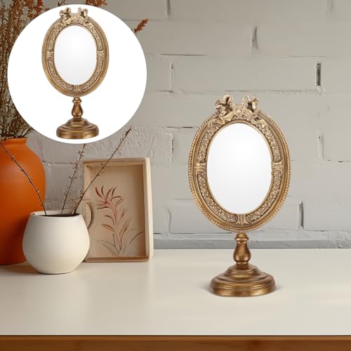 NOLITOY Estilo Europeu Espelho De Mesa Gótico Retro Espelho De Maquiagem Vintage Espelho De Mesa Por