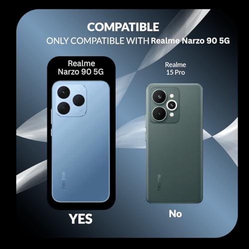 Image of Back Cover Case + Screen Protector for Realme Narzo 90 5G | Transparent & Black Mobile Phone Back Case Cover for Realme Narzo 90 5G | Camera Protection | TPU & PC Black Back Cover Case