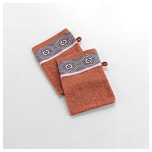 douceur d'interieur Esteban 2 Gants DE Toilette, Terracotta, 15 x 21 CM