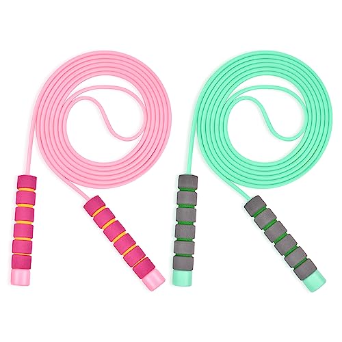 Flintronic Corde à Sauter Enfant, 2Pcs Corde a Sauter Reglable avec poignées en mousse, 2.6M Corde à Sauter pour Plein air des Exercices de Combustion...