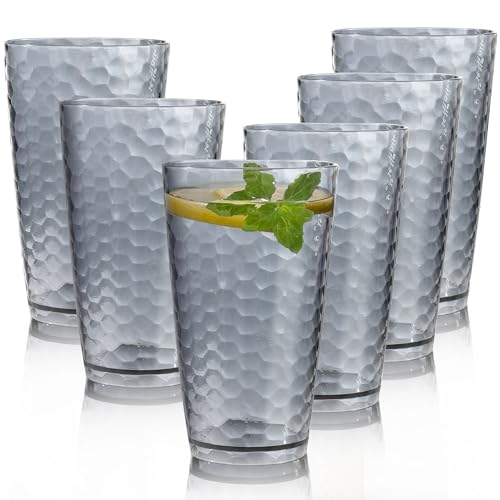 JGIRL unbreakable Plastic Drinking Glasses [Set of 6] Shatterproof Drinking Cups, reusable Drinking Tumblers, Plastic glass cup, Drinking cup, Dishwasher Safe (20 Ounces)