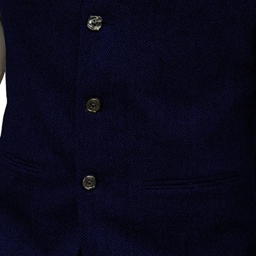 Mens Herringbone Wool Vests Slim Fit High Collar Waistcoats Tweed Wool Regular Fit Dress Vest4