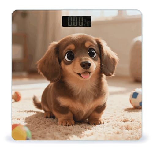 Báscula digital para baño con diseño Dachshund colorido miniatura 1