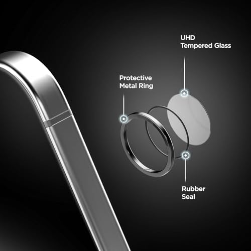 Image of Back Camera Lens Protector for vivo T4R 5G |Scratch Resistant 9H Tempered Glass with Metal Ring Guard| Set of 1 Pairs (Black)