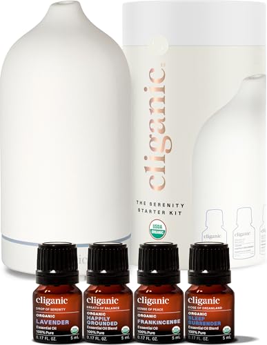 Image of Cliganic Essential Oil Diffuser Set for Home, Aromatherapy Kit with 4 Oils