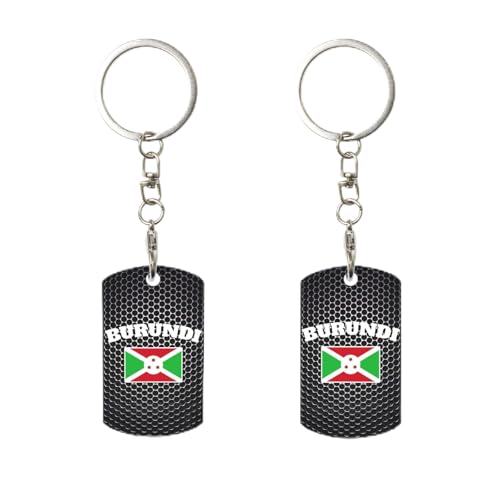 Porte-clés avec clip drapeau burundais, porte-clés rectangulaire en métal personnalisé, pour la maison, le bureau et la moto