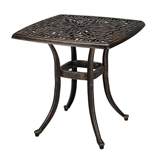 Best outdoor pation tables with umbrella holes VINGLI Cast Aluminum Outdoor End Table