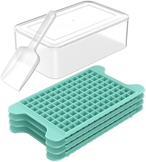 Mini Ice Cube Tray for Freezer: FDDBI Small Ice Trays for Freezer with Bin - 117×4PCS Easy Release Nugget Ice Tray - Crushed Ice Tray with Ice Container