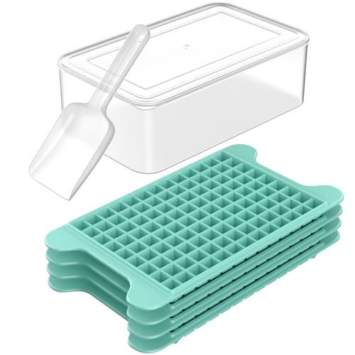 Mini Ice Cube Tray for Freezer: FDDBI Small Ice Trays for Freezer with Bin - 117×4PCS Easy Release Nugget Ice Tray - Crushed Ice Tray with Ice Container