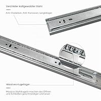 Schubladenschienen vollauszug 4 paar (8 Stück), 30,5 cm Schubladen Schienensystem Kugellager Strapazierfähig 45KG Tragkraft – Ansicht 3