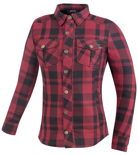 Camisa de moto de mujer Bogotto Forgewood para trayectos diarios en ciudad negro/rojo talla S