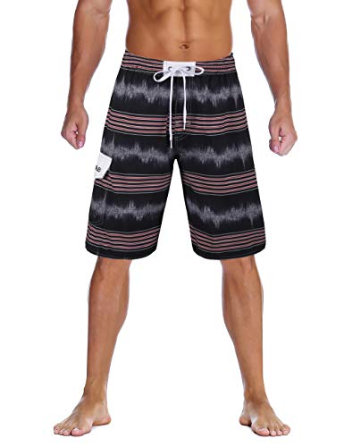 Image of Nonwe Men's Beachwear Quick Dry Striped Board Shorts