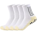 【CALCETINES DEPORTIVOS CON AGARRE TRANSPIRABLE】: Los calcetines con agarre de fútbol están hechos de 75% algodón + 25% poliéster. Con propiedades que absorben la humedad, es más suave y cómodo de llevar. Extensa malla transpirable en empeine y tobillo. El sudor se evapora rápidamente a través de la malla, manteniendo los pies secos y transpirables. Con olor anti-pie, función antideslizante.