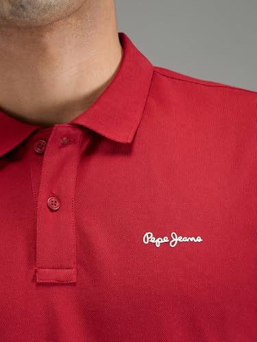 Image of Pepe Jeans Men Red Solid Short Sleeves T-Shirts