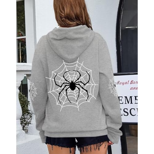 Image of Women's Oversized Spider Web Hoodie | Premium Fleece Graphic Hooded Sweatshirt for Winter | Stylish Streetwear Hoodie for Women