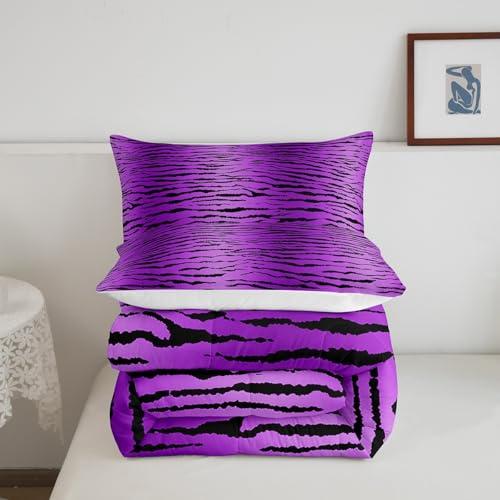 Image of Feelyou Kids Queen Zebra Stripes Comforter Queen Size for Boys Girls, Comforter Set Jungle Animal Bedding Set Animal Fur Print Duvet Set Girls Bed Set 3Pcs