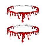 Kefley Halloween Blood Necklace for Women Girls Halloween Vampire Blood Choker Halloween Vampire Costume Accessories Red Bloody Vampire Necklace 2 Pcs