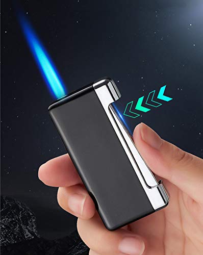Torch Lighter Cigars Jet Flame Lighter Jet Torch Cigar Lighter,Jet Flame Switchable Cigarette Lighter with Adjustable Flame Dial,Butane Refillable for Cigarette & Cigar (Gold)