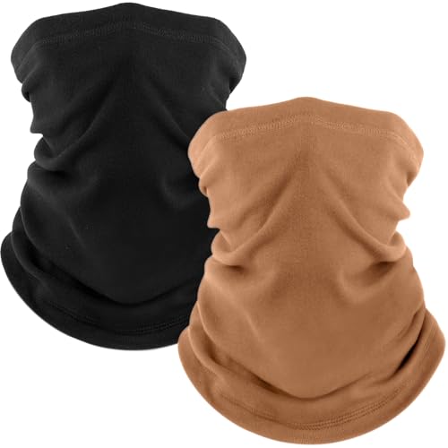 Fuinloth 2 Pack Winter Neck Gaiter, Fleece Warmer Scarf Cold