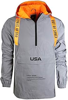 SCREENSHOTBRAND-S51952 Reflective Hooded Waterproof Windbreaker - Outdoor Sportswear Fluorescent Jacket-Neon/Orange-Medium