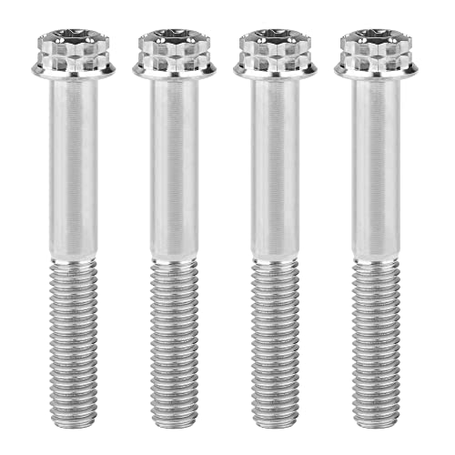 Image of Titanium Flange 12 Point Head M8 x15 20 25 30 35 40 45 50 55 60 65mm Screw Bolt Pack of 4 (M8x55mm, Normal Titanium)